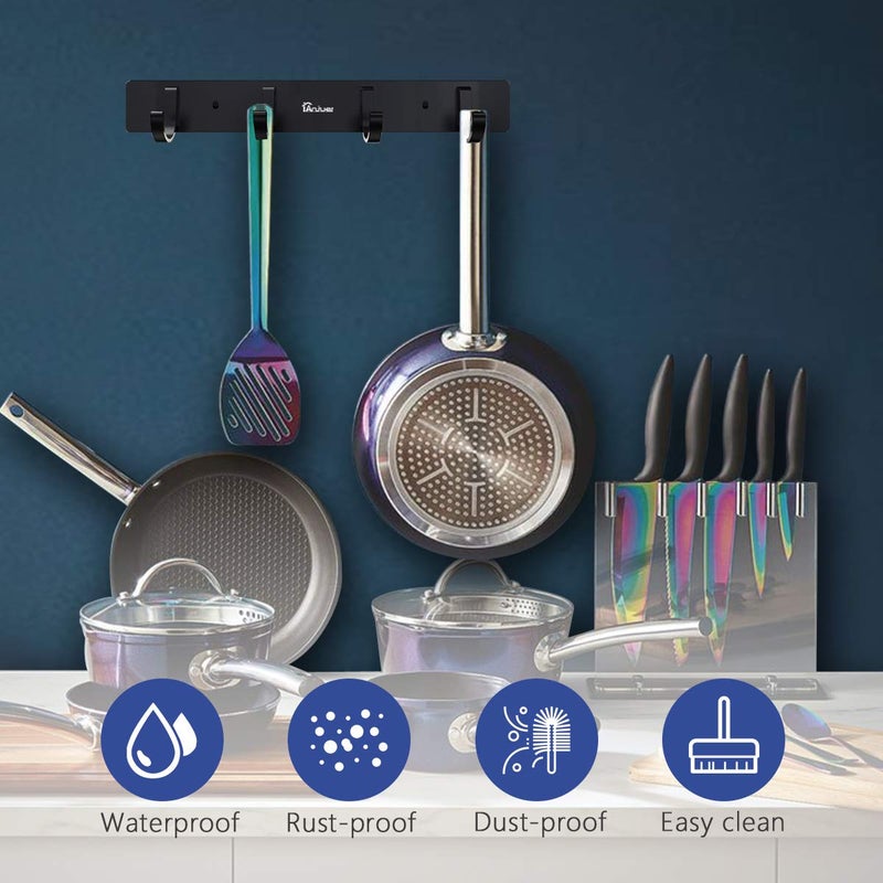 Anjuer Wall Coat Rack Coat Hooks Wall Mounted Aluminum Alloy Hook Rack for Clothes (4 Hooks Black) - Image 3